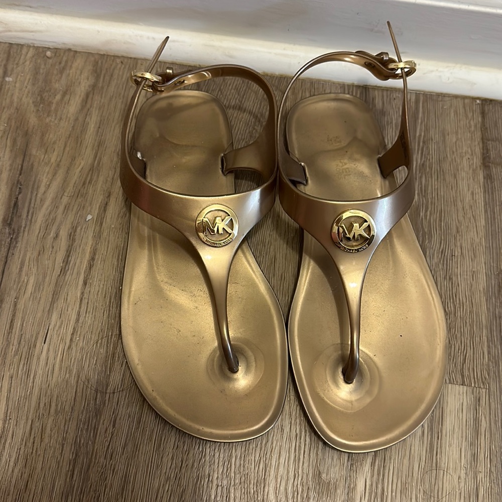 Gold Michael Kors rubber sandals